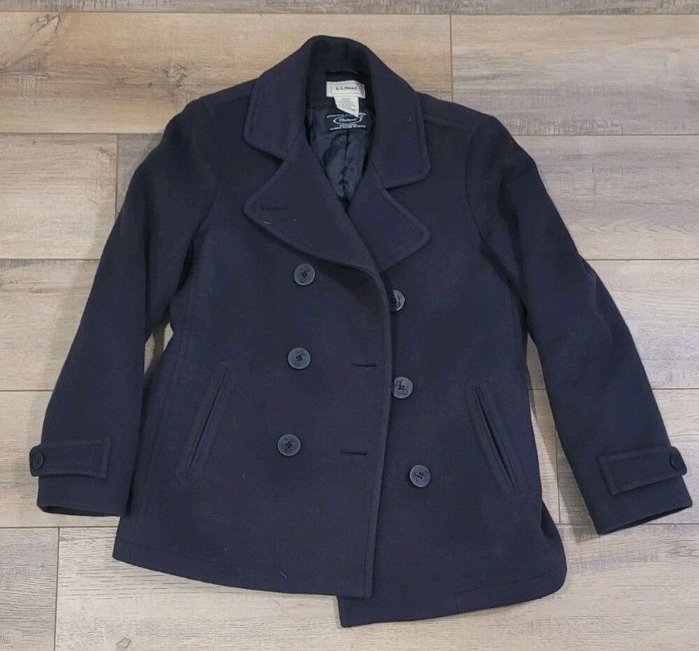 Vintage LL Bean X Bellandi Italian Wool Navy Women's Peacoat Jacket Sz 6 Anchor